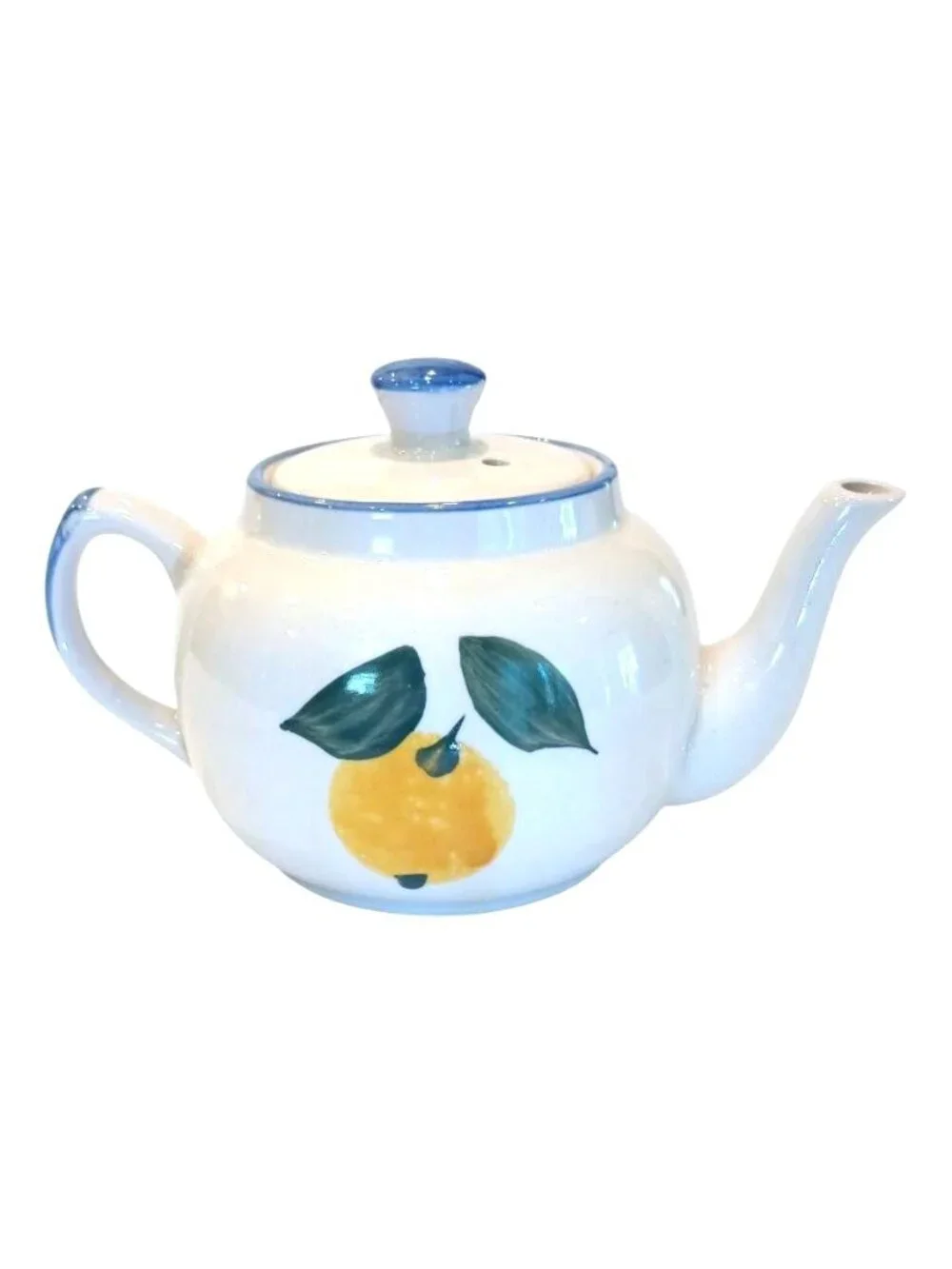 Vintage Teapot White Ceramic W Lemons Single Service 1997 Poole Pottery Design